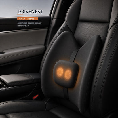 Midnight Black Cabinform DriveNest Heated Massage lumbar support