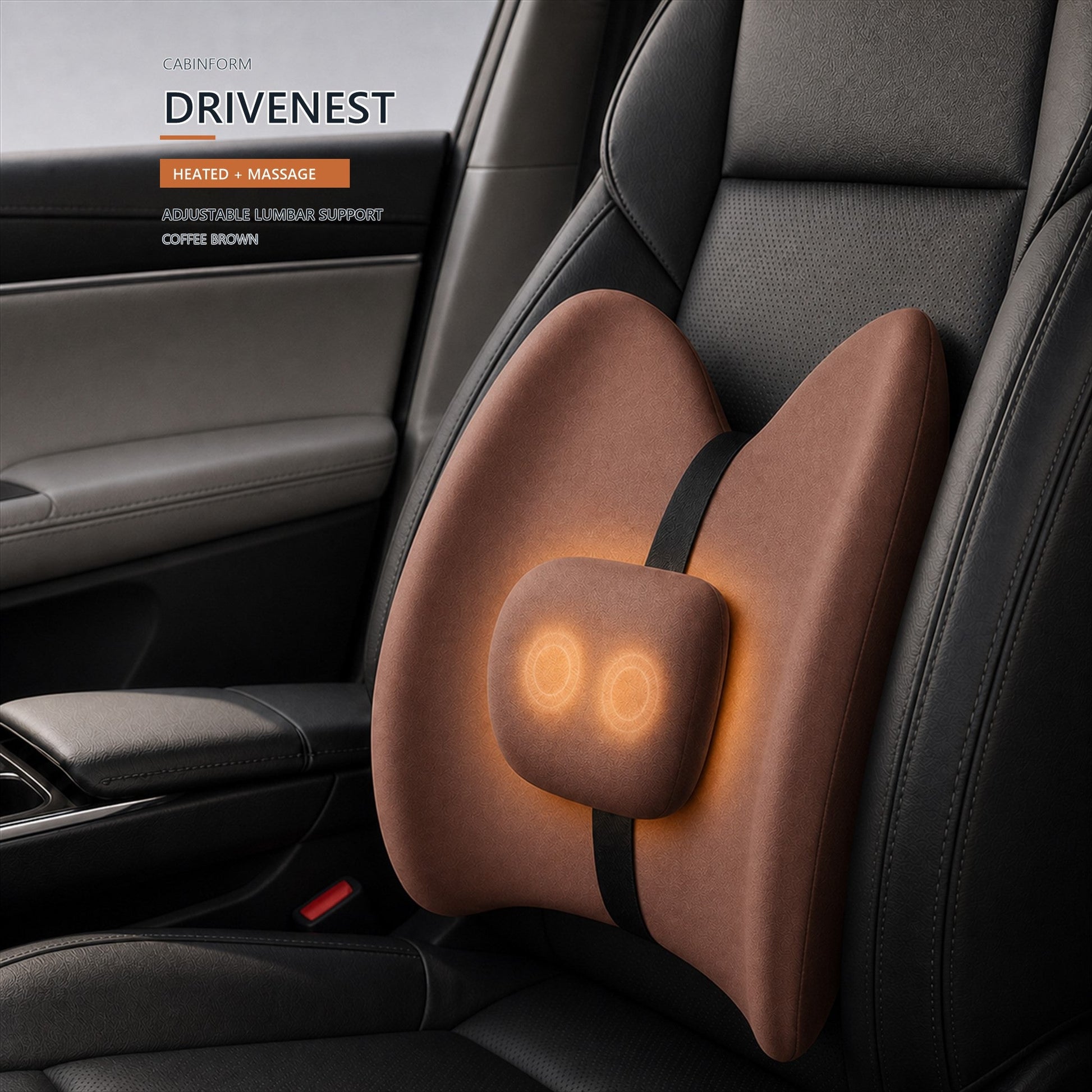 Coffee Brown Cabinform DriveNest Heated Massage lumbar support